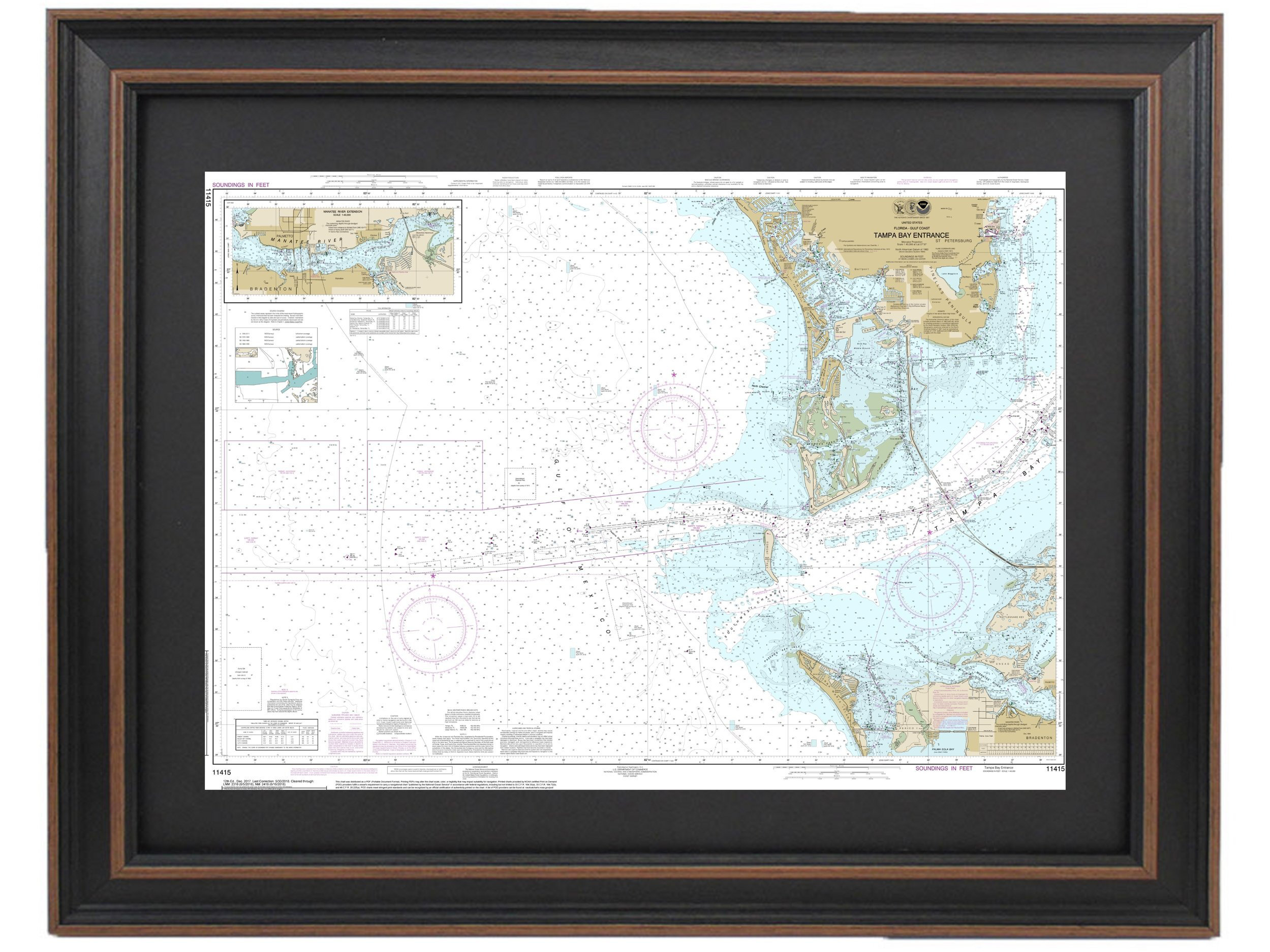 Longshore Tides Tampa Bay Entrance Nautical Chart Framed Print